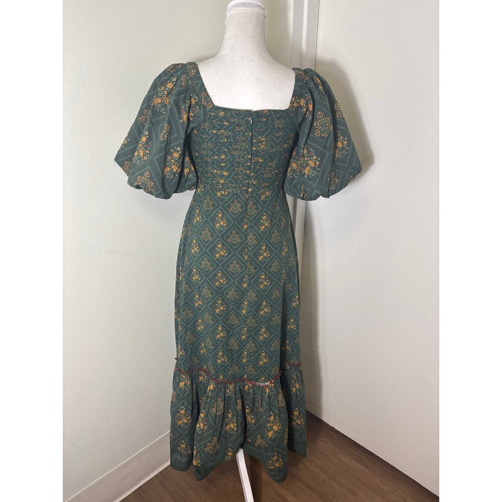 NWT Anna Cate Dark Green "Diamond Floral" Cotton Maxi Dress Sz XS - Picture 5 of 6